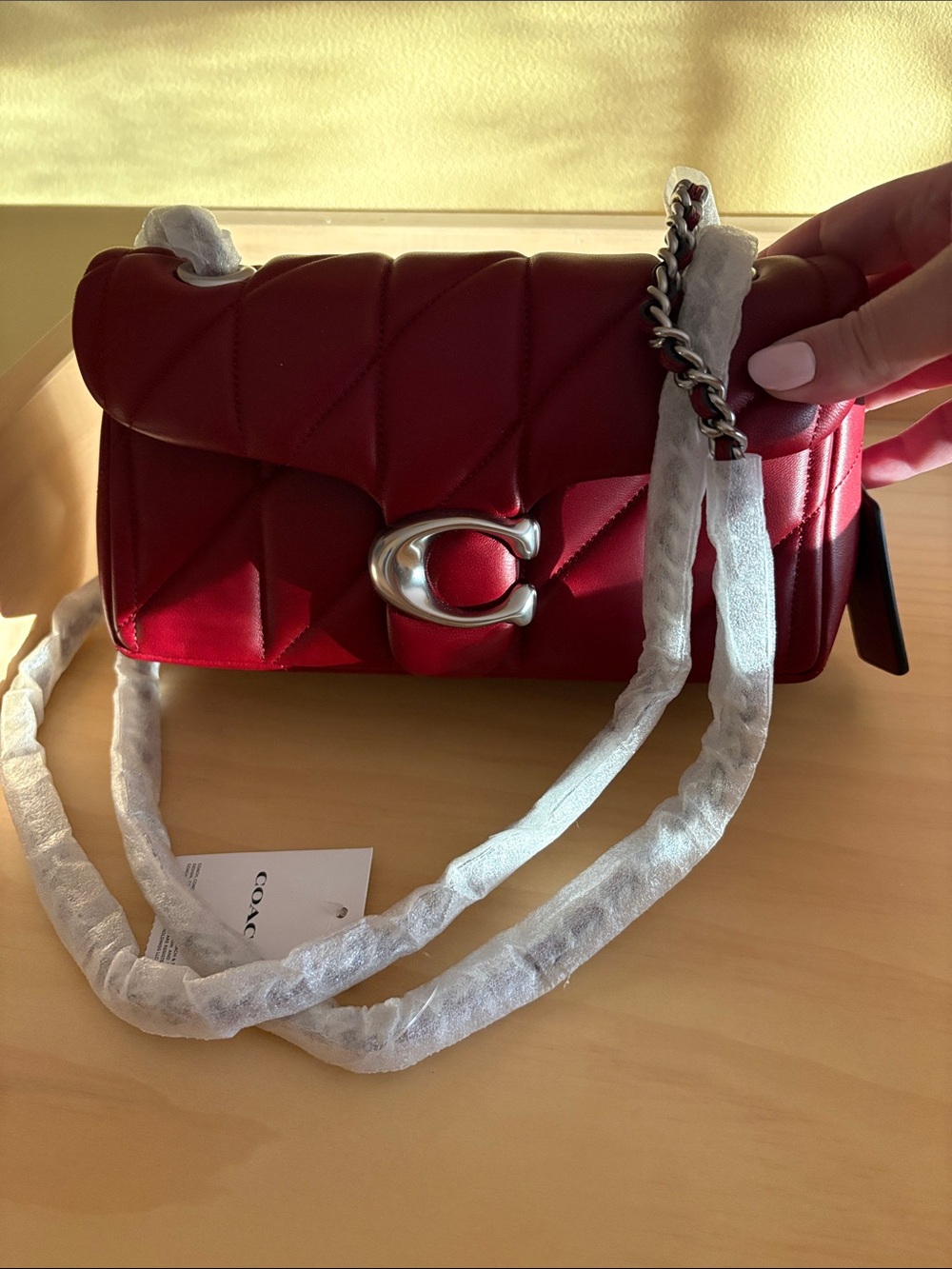 Coach Quilted Red Crossbody with Silver C Emblem - Picture 6 of 6